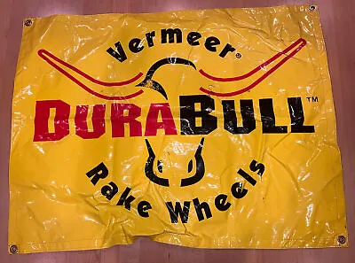 VERMEER DURABULL RAKE WHEELS 33Wx25.5H Vinyl Sign Banner Poster Yellow Dealer Ad • $49.99