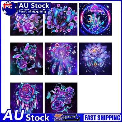 $13.29 • Buy 5D DIY Diamond Painting Kits Full Round Drill Purple Flower Mosaic Wall Art