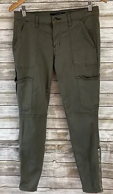 J Brand Womens Pants 28 Olive Green Cargo Utility Pants Ankle Zip Skinny B372 • $12