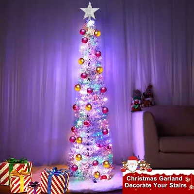 5 Ft Artificial Christmas Tree With 50 Multi Lights Ornaments Set For Home Decor • $22.45