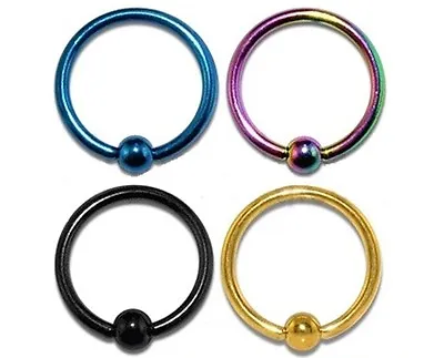 New Anodised Titanium Captive Bead Ring Hoop Piercing Various Colours And Sizes • £2.91