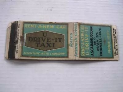 1920's-30's U DRIVE-IT TAXI Rent A New Car J Scarmucci Hornell NY DQ Matchcover • $24.99