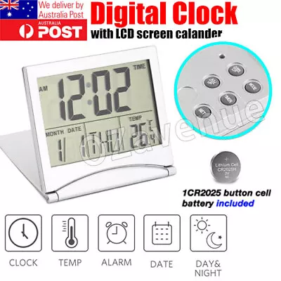 $10.86 • Buy LCD Digital Silver Wall Clock / Table Clock W/ Calendar Temperature Alarm Clock