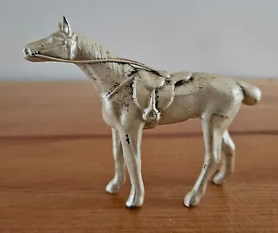 Vintage Cast Metal Pearly White Horse Figurine • $19.99