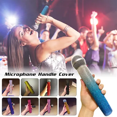 Rhinestone Bling Microphone Handle Cover Mic Sleeve Protector Accessories KTV • $22.70