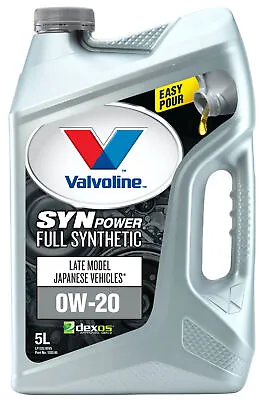 $60.95 • Buy Valvoline Full Synthetic SynPower DX-1 Engine Oil 0W-20 5L 1333.05 Fits Toyot...