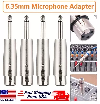 4x Professional 6.35mm 1/4-inch Microphone Adapter Stereo Audio Jack Adapter USA • $9.59