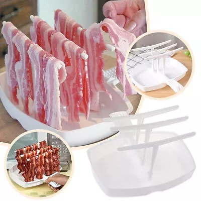 Microwave Bacon Rack Hanger Cooker Tray Pan For Cooking Bar Crisp Meal Breakfast • $8.99