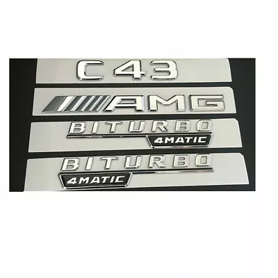 Chrome C43 AMG BITURBO 4MATIC Trunk Fender Badges Emblems For Mercedes Benz • $24.97