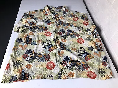 Men's WALT DISNEY WORLD Mickey XXL Pirate Skull Surf Rayon Hawaiian Shirt • $35.19