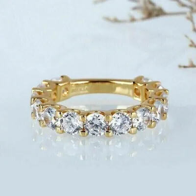$114.95 • Buy 2Ct Round Lab Created Diamond Wedding Eternity Band Ring 14K Yellow Gold Plated