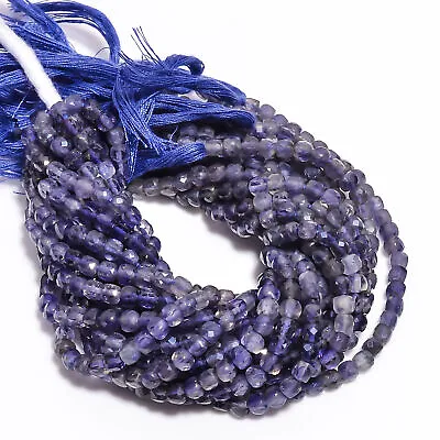 Iolite Gemstone Box Shape Faceted Beads 4X4X4 Mm Strand 8  AB-298 • $11