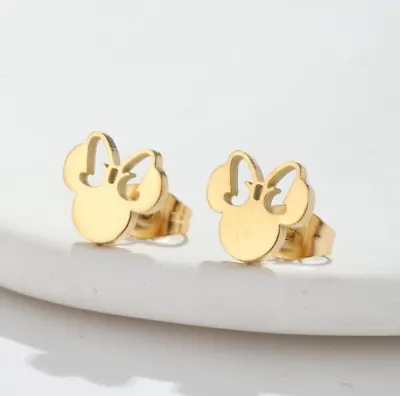 Unisex Titanium Tiny Disney Mickey Minnie Mouse Silver/Gold Stud Earrings • $9.99