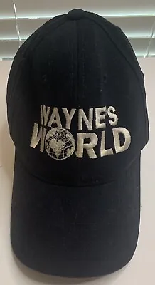 WAYNE'S WORLD Hat Black Adjustable Tuck Strap COTTON Made In Bangladesh • $10