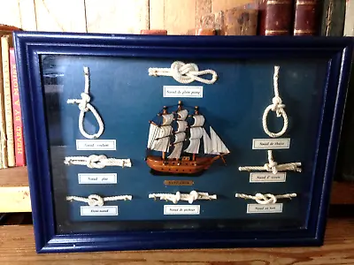 VINTAGE STYLE NAUTICAL 'Mayflower' SHIPS KNOT DISPLAY CASE • £7.99