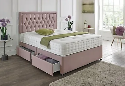£121.36 • Buy Plush Memory Foam Divan Bed Set With Mattress Headboard 3ft 4ft6 Double 5ft King