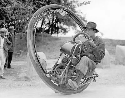 1935 Goventosa One Wheel Motorcycle Photo Reprint • $12.95