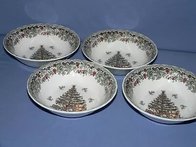 4 MYOTT FACTORY QUEEN'S SEASONS GREETINGS COUPE SOUP CEREAL BOWLS 6-3/8 D MULTI • $24.99