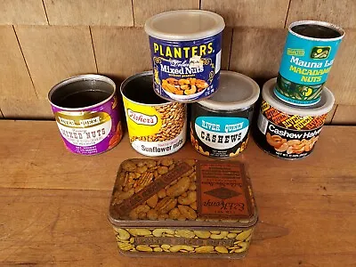 Nut Tins Lot 7 Cans Assorted MT Vintage • $20.97