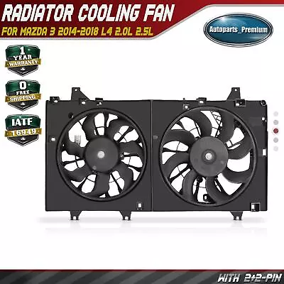 New Dual Radiator Fan W/ Shroud Assembly For Mazda 3 2014-2018 L4 2.5L L4 2.0L • $139.99