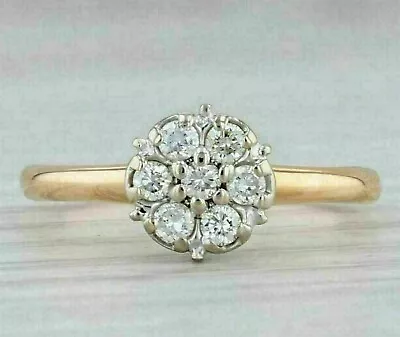 3Ct Round Cut Cluster Lab Created Diamond Engagement Ring 14K Yellow Gold Plated • $85.34