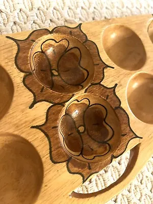Beautiful And Unique Handmade Mancala Game Wooden Board Flower Design • $62.99