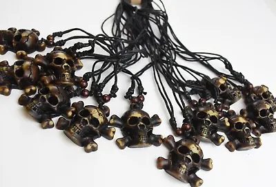 10 X Skull 'n Bones Treats Goodies Favors Necklaces Halloween Office Party Gifts • $16.99