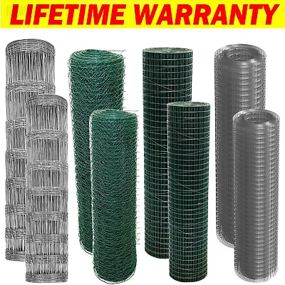 £76.39 • Buy Green Plastic Metal Garden Fence Wire Mesh Roll Fencing Pet Chickens Barrier 