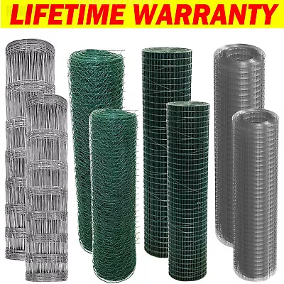 Green Plastic Metal Garden Fence Wire Mesh Roll Fencing Pet Chickens Barrier  • £9.12