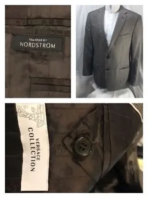 Versace Collection Men's Silk  Wool Checkered Blazer Suit Jacket Sportscoat 40R • $74.96