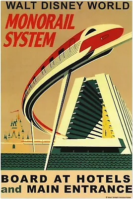 Disney Attraction Poster -  Monorail - Walt Disney World Vintage Poster • $14.99