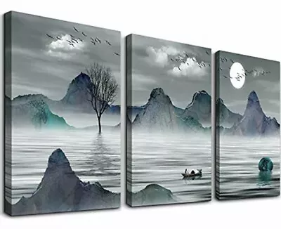 3 Piece Landscape Canvas Wall Art For 12*16inches*3pcs Grey Night Landscape • $32.99