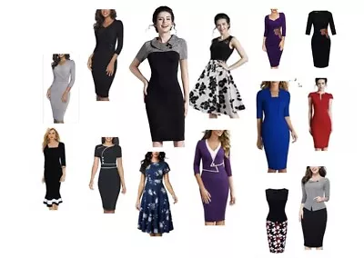 UK14 XL Size Homeyee Dresses Collection Vintage Bodycon Party Dresses 16 Designs • £20