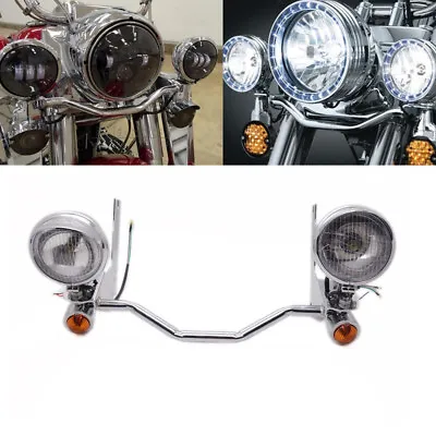 $118.43 • Buy Chrome Fog Spotlight Passing Lamp Mount Turn Signal Light Bar For Harley Touring