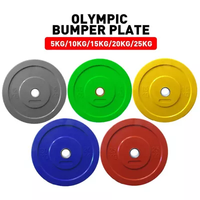 HCE  5-25kg Olympic Rubber Colour Bumper Weight Plates Home Gym WeightLifting AU • $249.99