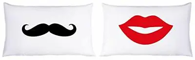 His And Hers Lips And Mustache Couple Pillowcases (2 - Queen Pillowcases) • $24.95