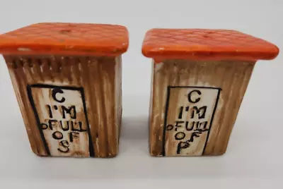 Vintage Victoria Ceramics Salt & Pepper Outhouse Shakers Novelty Chit House EUC • $18.26