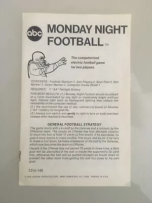 Aurua ABC Monday Night Football Roger Staubach Manual 1972 • $9.99