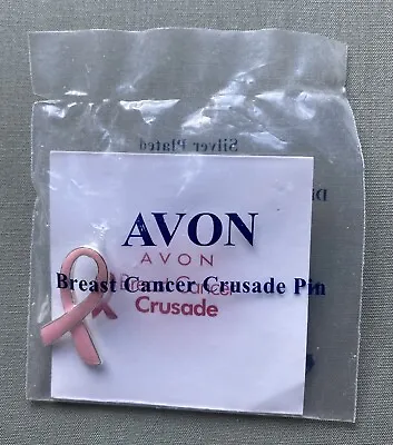 Avon Breast Cancer Crusade Pink Ribbon Pin - Vintage Silver Plated Pin Badge  Uk • £4.50