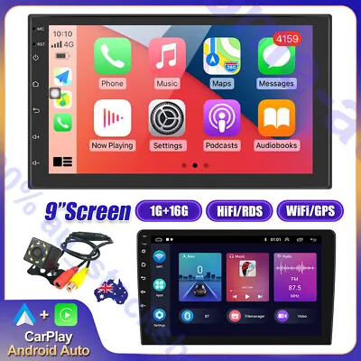 9 Inch Double DIN Android Car Stereo Radio GPS Navi WiFi Apple CarPlay Head Unit • $94.45