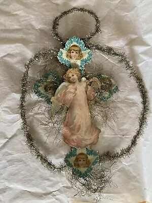 1880s Angel German  Tinsel  Die~Cut ORNAMENT  Beautiful 13 Inches • $33.99