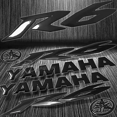 5.75  3D Logo+Letter Decal+6  Fairing Emblem Sticker For YZF-R6/R6S Glossy Black • $15.99