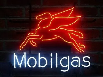 Mobile Gas Pegasus Flying Horse Neon Sign 24 X20  Light Lamp Garage Artwork SY • $239.89