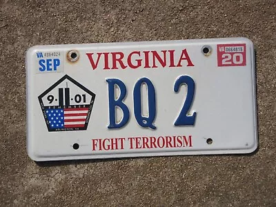 2020 Virginia Fight Terrorism License Plate BQ2 Rember 911 Twin Towers VA • $49.99