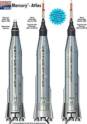 Horizon 1/72nd Scale Mercury Atlas 3 In One Plastic Model Kit New Ships Today  • $99.99