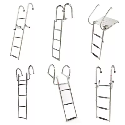 2 Step 3 Step 4 Step 5 Step Telescoping Foldable Boat Ladder With Hand Railing • $66.99