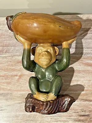 Vintage Hand Painted Majolica Monkey Fruit/Candy Dish Or Flower/ Herb Planter • $75