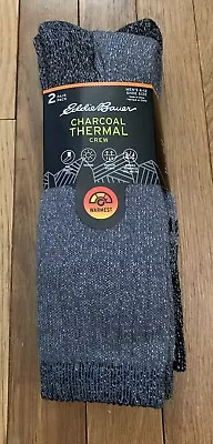 Eddie Bauer Mens Size 6-12 Charcoal Thermal Crew Socks 2 Pair Pack Gray Warmest • $21.95
