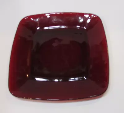 Vintage 1950's Anchor Hocking Glass Charm Ruby Red Old 8.25  Square Side Plate • $25