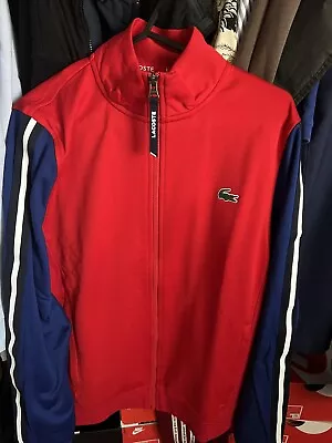 £50 • Buy Mens Lacoste Tracksuit Top Red Blue Black Brand New With Tags RRP £110